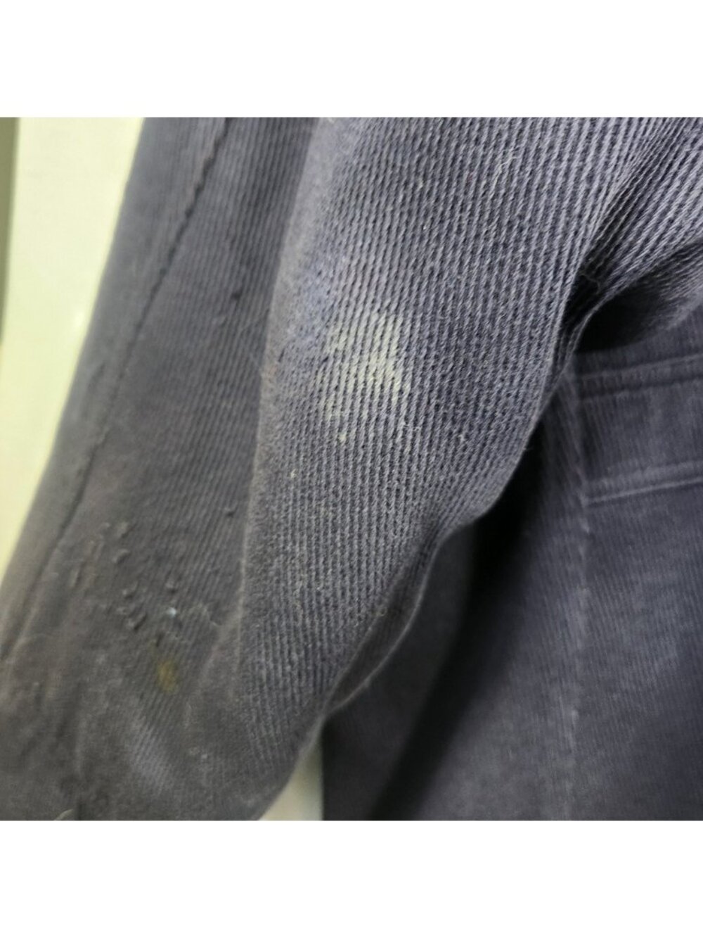 The Bay 1960s Cotton Wool Mens XL Barn Coat Navy Leather Collar Blanket Lined - Picture 9 of 14